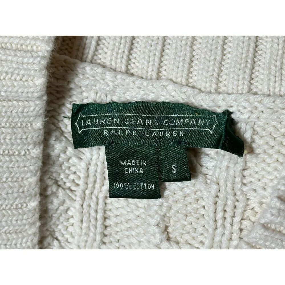 Vintage Ralph Lauren Lauren Jeans Company 100% Cotton White Sweater Size Small - Picture 3 of 7